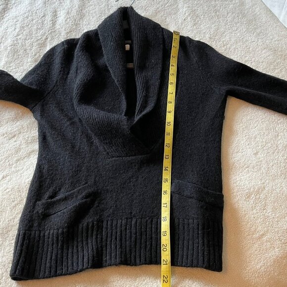 J Crew Lofty Sweater Black Shawl Collar‎ Pockets Alpaca Merino Wool Size XS - Picture 8 of 8